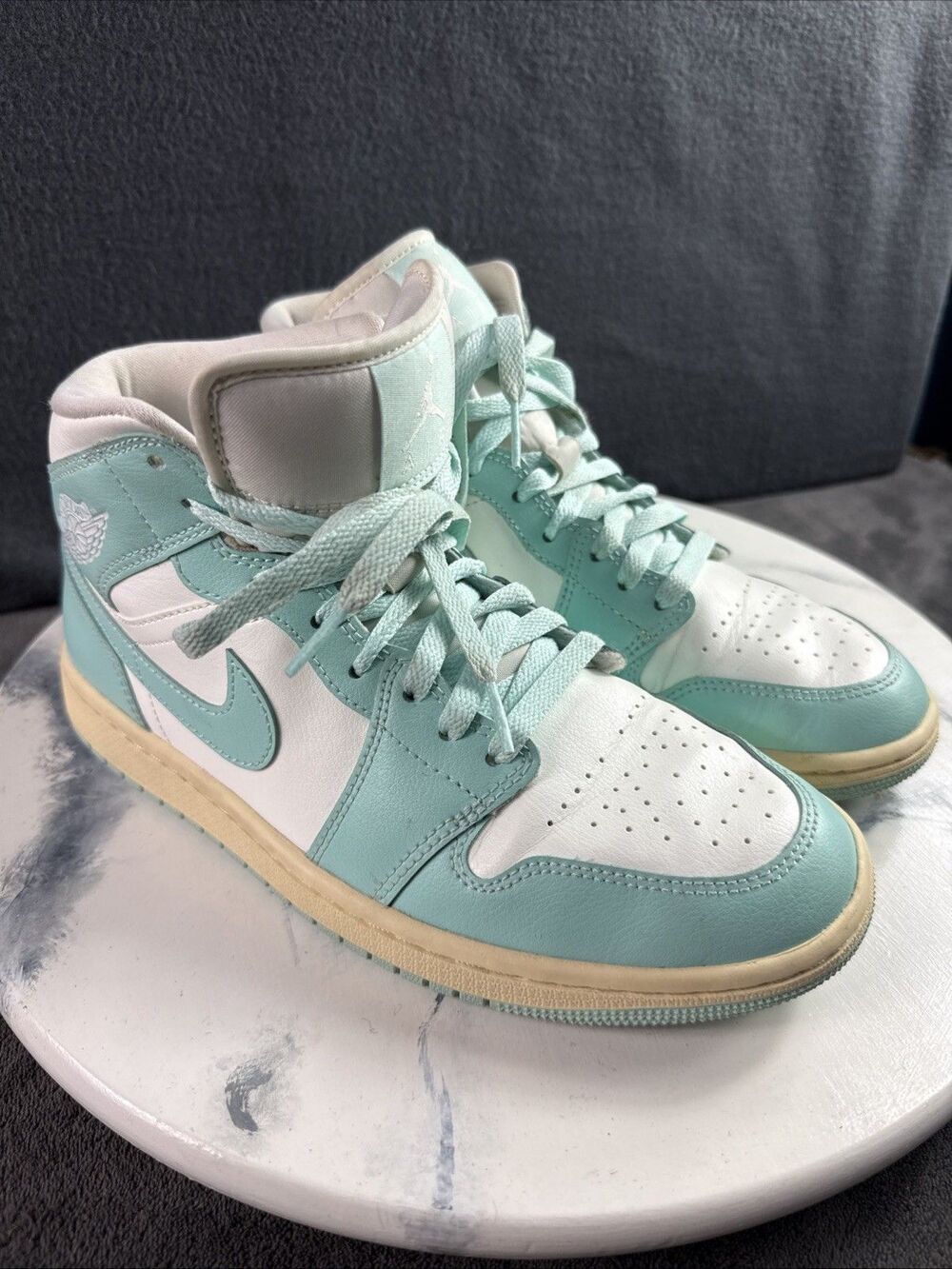 Nike Air Jordan 1 Mid Sail Light Dew Muslin Women Size 9 Pastel Leather Sneakers